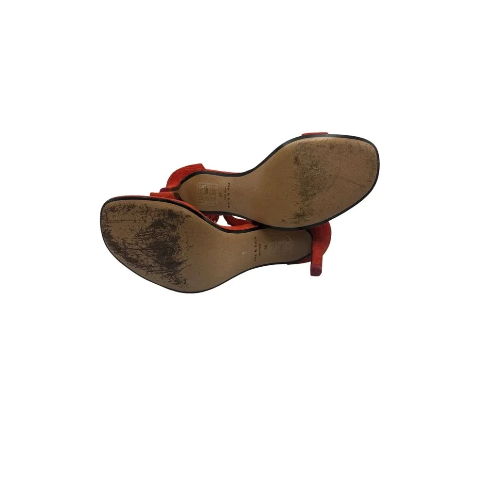 Rag and Bone Tamira Studded Ankle Suede Burnt Red Heels Size 38